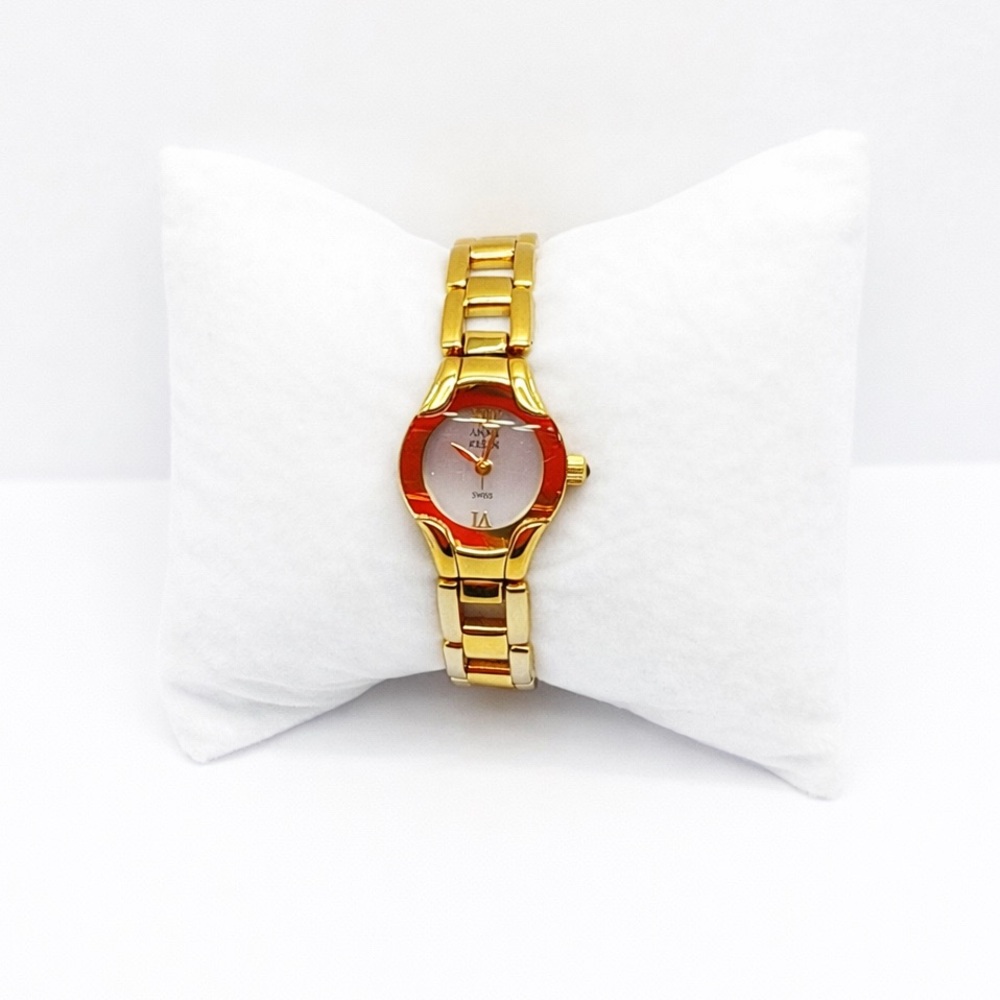Vintage Anne Klein AK Gold Tone Bracelet Watch Swiss Needs Battery